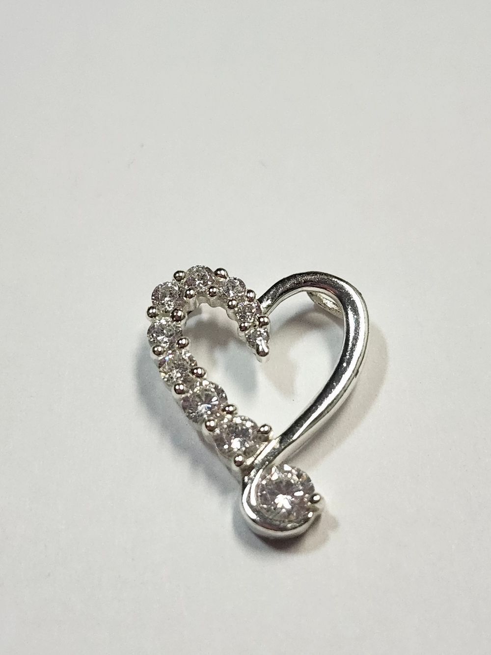 Sterling Silver Plated Heart Pendant with CZ - Women's Jewelry